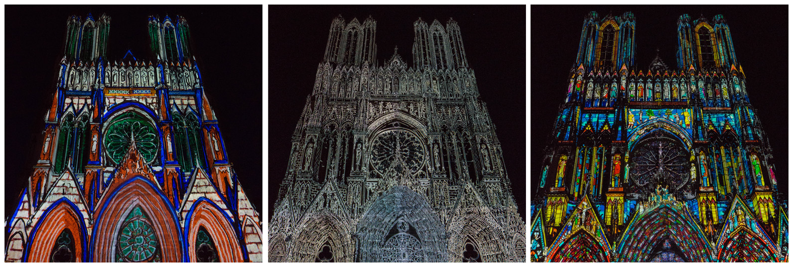 Reims walk night views of Cathedral