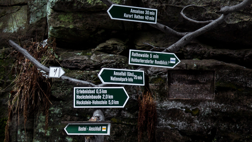 Signposting in the Sächsische Schweiz National Park