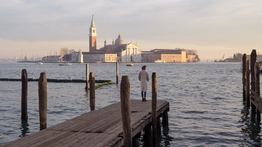 Late afternoon light on Chiesa di San Giorgio Maggiore across the lagoon in Venice