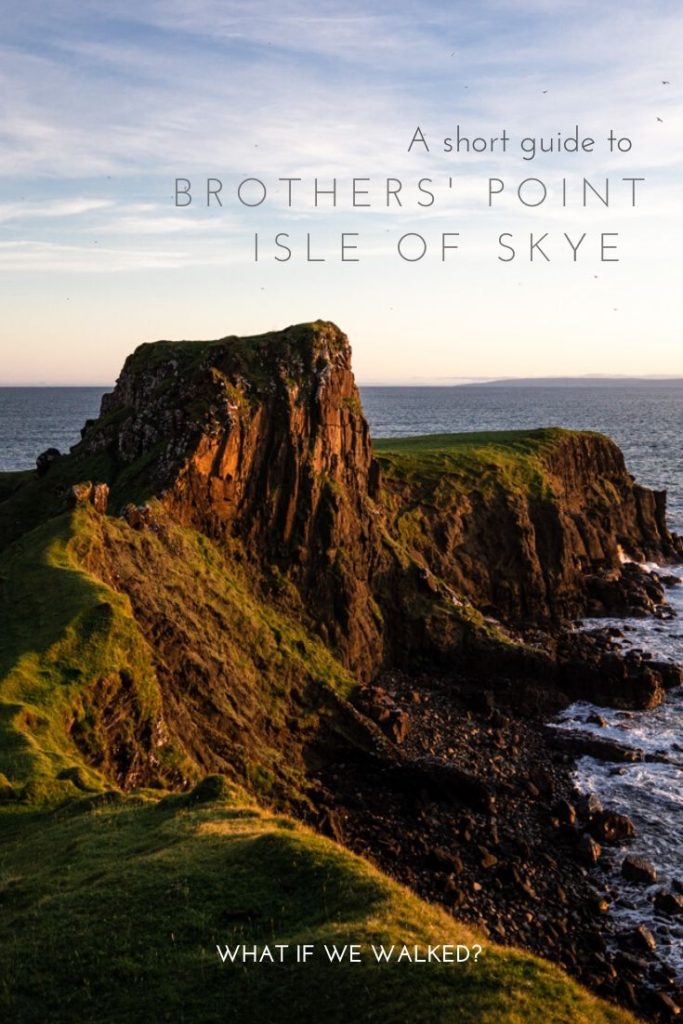 Pinterest pin of the headland of Brothers' Point Skye