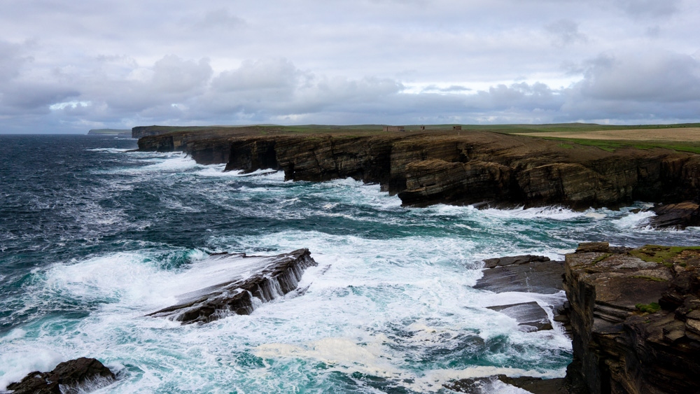 Clifftop landscape photo looking out along the Yesnaby Cliffs on Mainland in the Orkney Islands